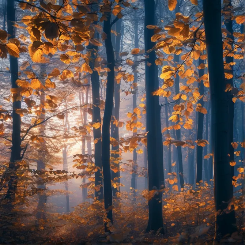Golden Autumn Forest Mist