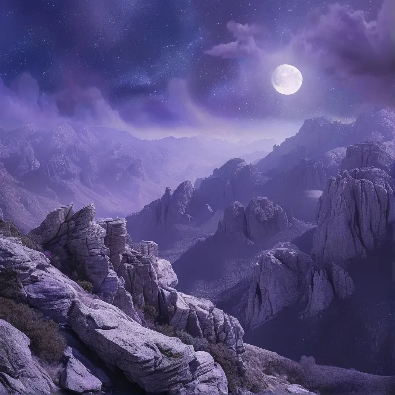 Moonlit Mountain Valley