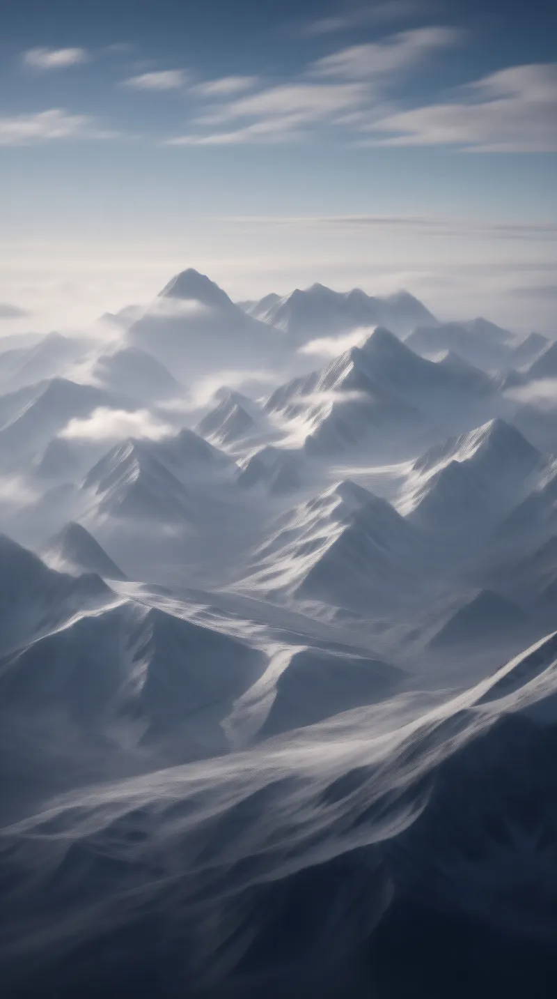 Misty Snow Mountains
