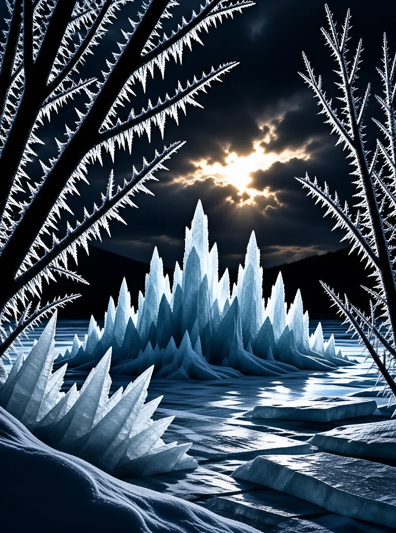Frozen Ice Spikes Landscape