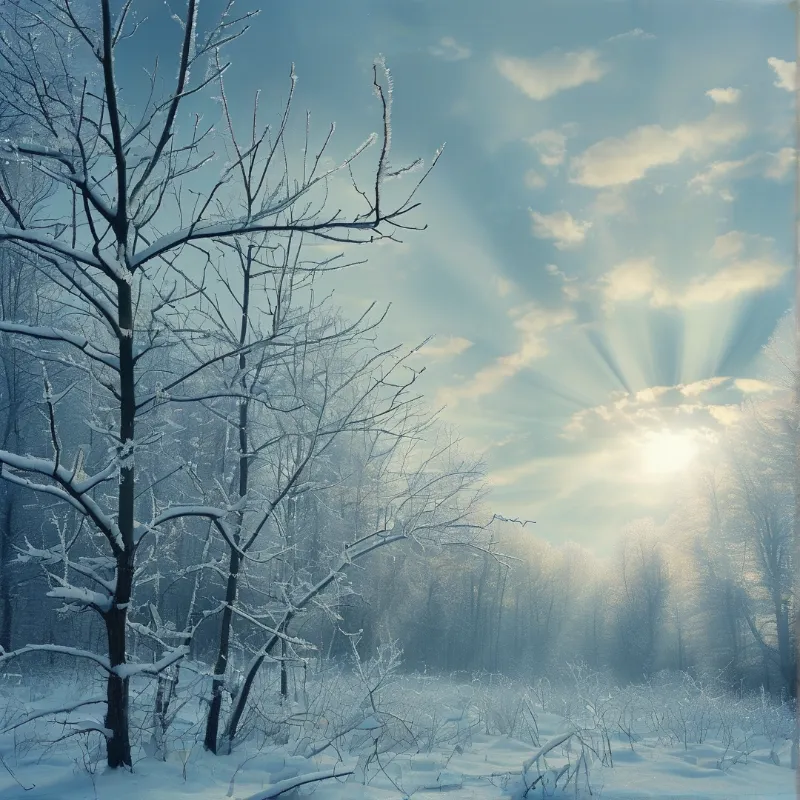 Winter Sunrise in Forest