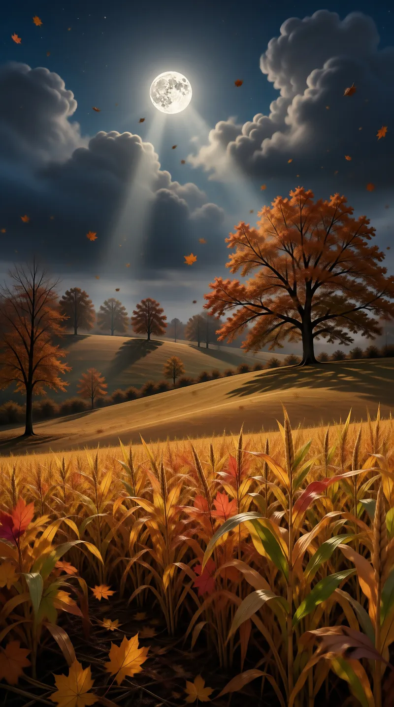 Autumn Moonlit Field