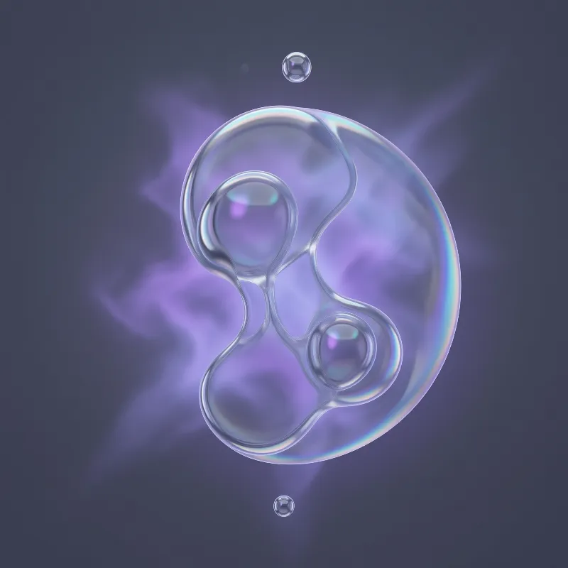 Translucent Bubble Structure with Purple Glow