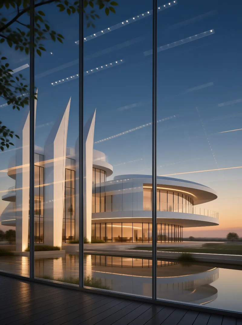 Futuristic Pavilion at Dusk