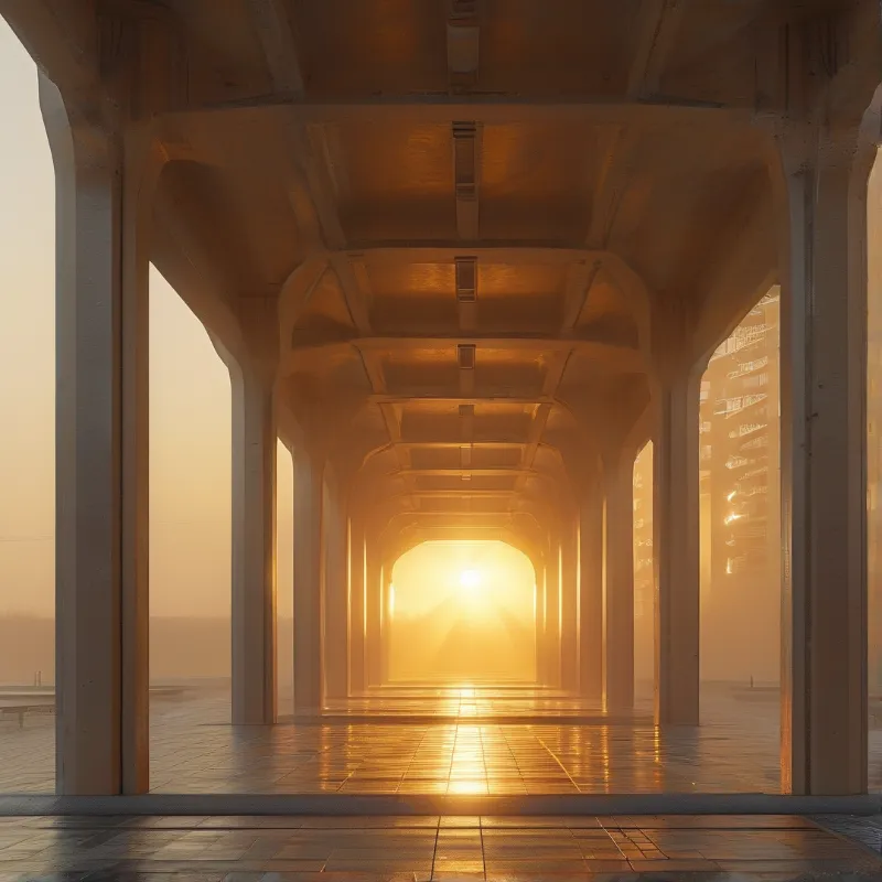 Golden Sunlit Corridor