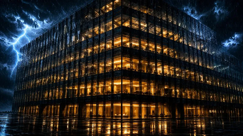 Glass Tower in Storm