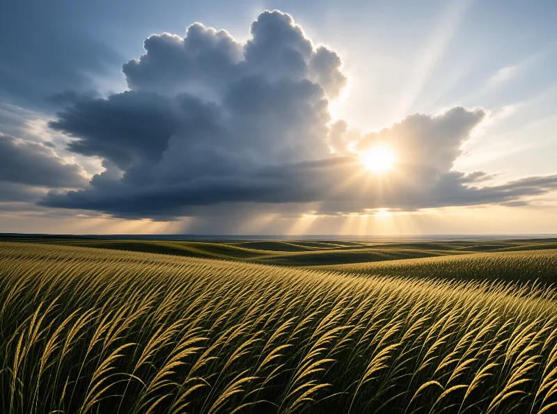 Sunlit Grain Field Landscape