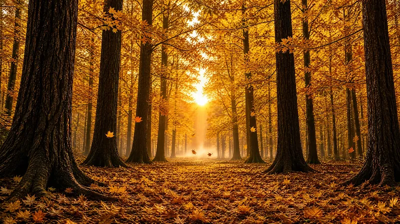 Sunlit Autumn Forest