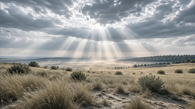 Sunbeams Over Dry Fields