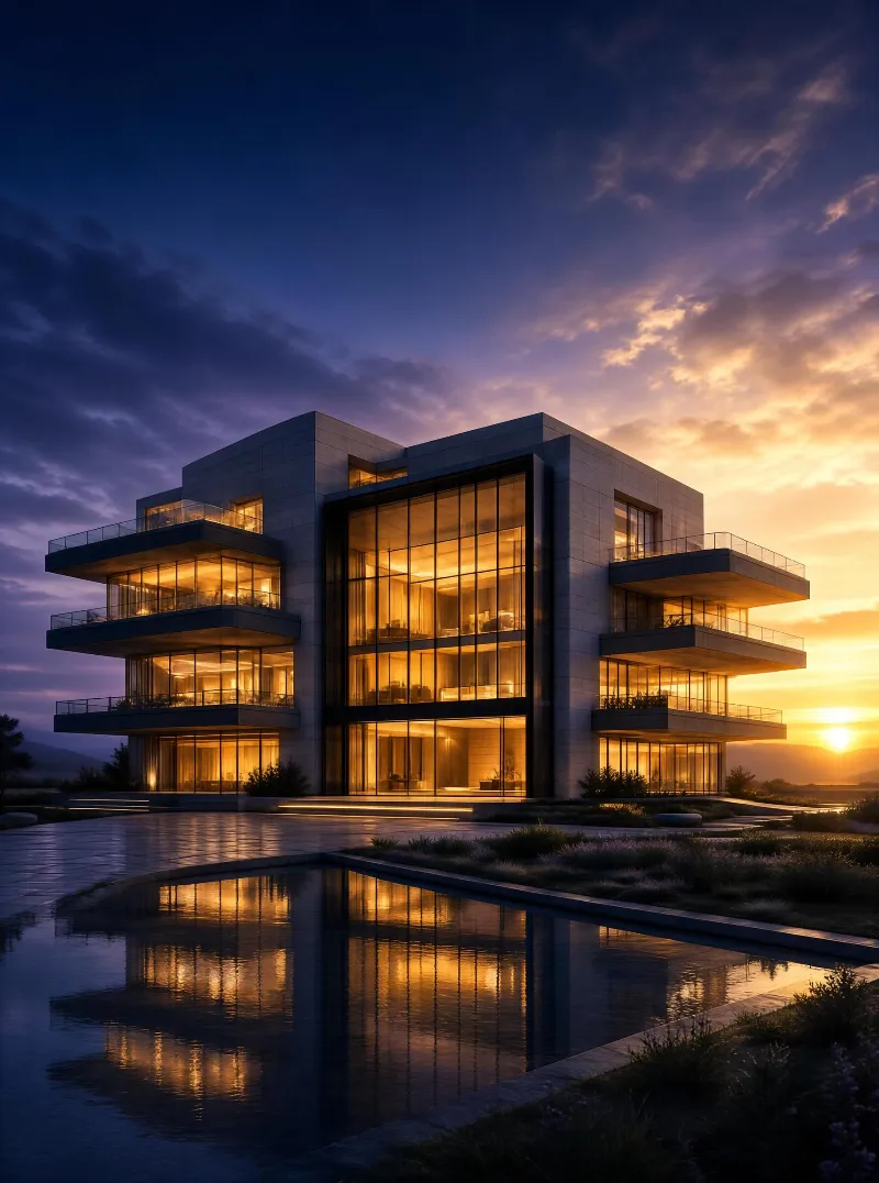 Luxury Modern Villa at Sunset