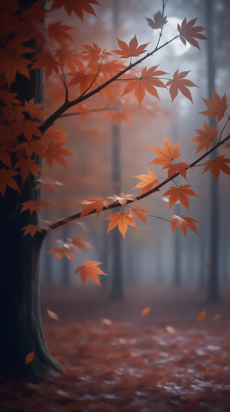 Autumn Maple Leaves in Mist