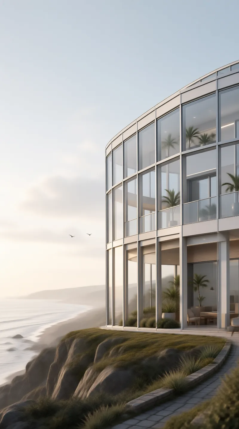 Modern Glass Villa by the Sea
