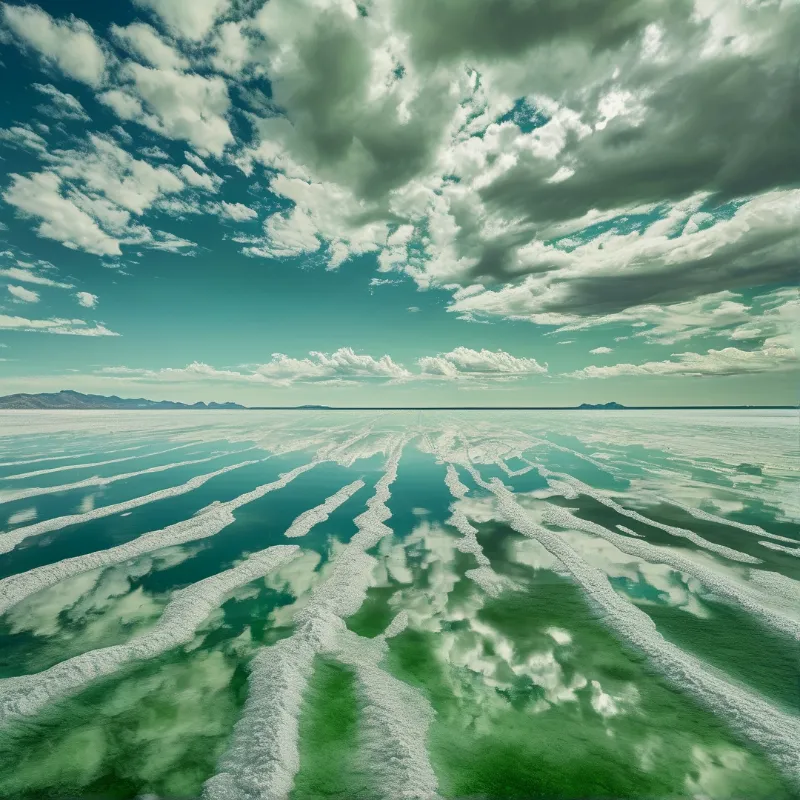Surreal Salt Flat Reflection