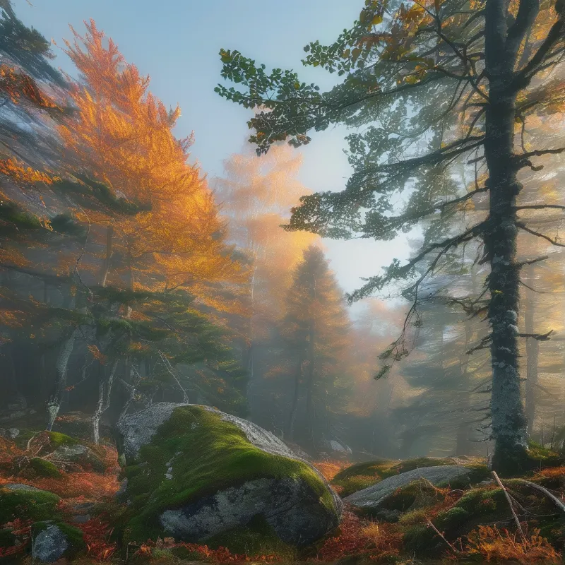 Misty Forest Autumn Glow
