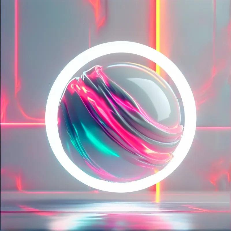 Liquid Chrome Sphere — Neon-Lit Study
