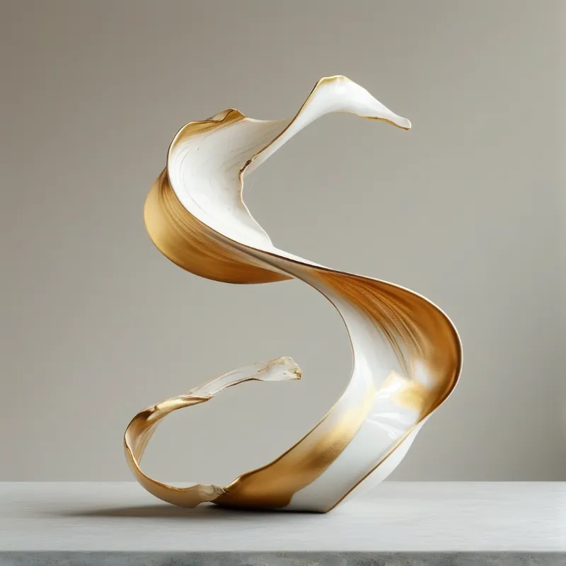 Flowing Gold White Sculpture