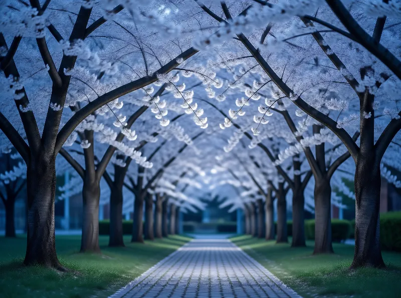 Night Cherry Blossom Tunnel