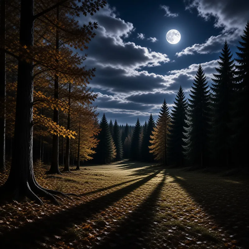 Moonlit Forest Path