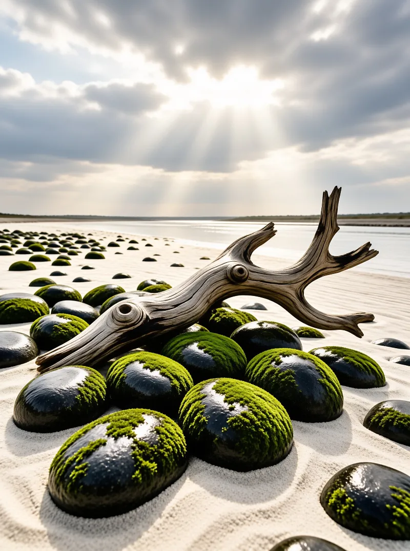 Mossy Stones and Driftwood