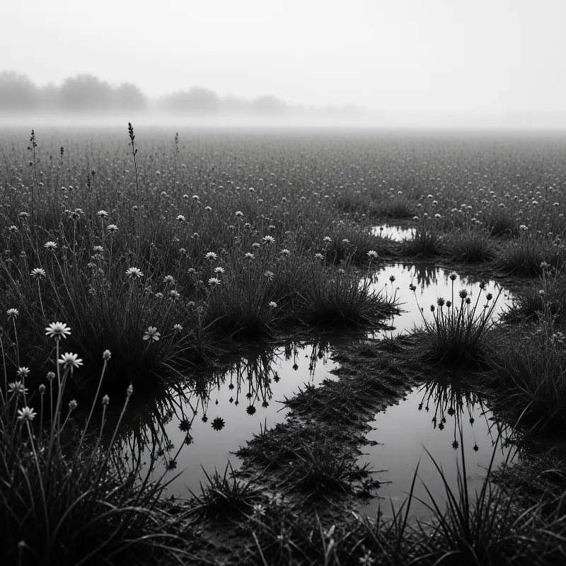 Foggy Wildflower Marsh