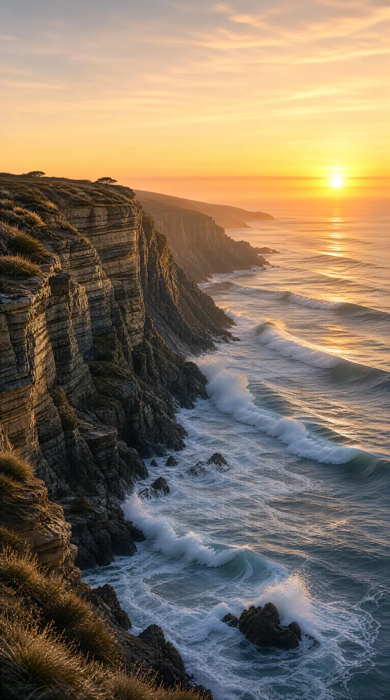Coastal Cliff at Sunset