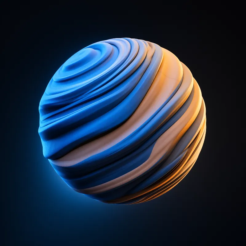 Swirled Blue and Orange Sphere