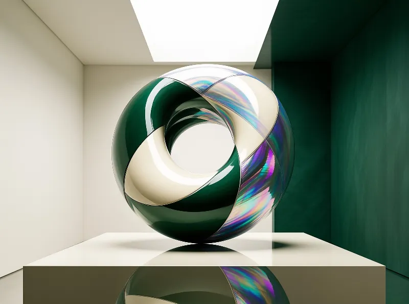 Abstract Iridescent Sphere Art