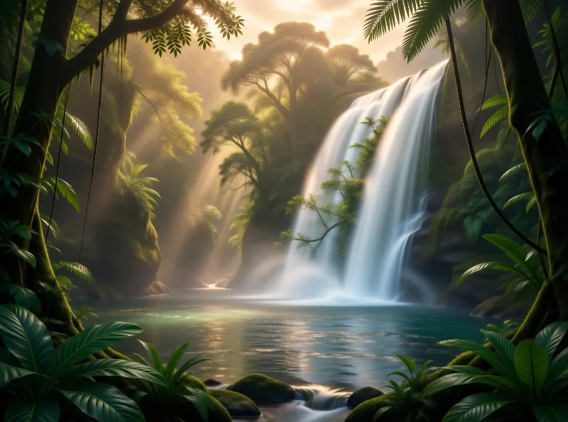 Tropical Jungle Waterfall
