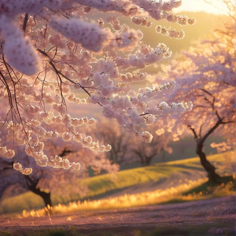 Golden Hour Cherry Blossoms