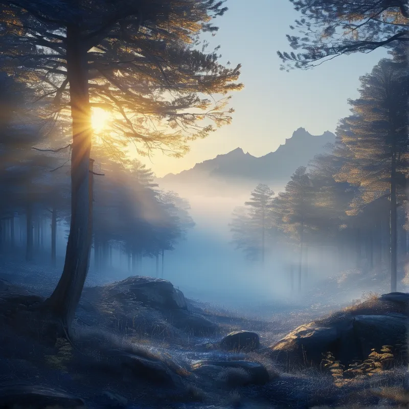 Misty Forest Sunrise