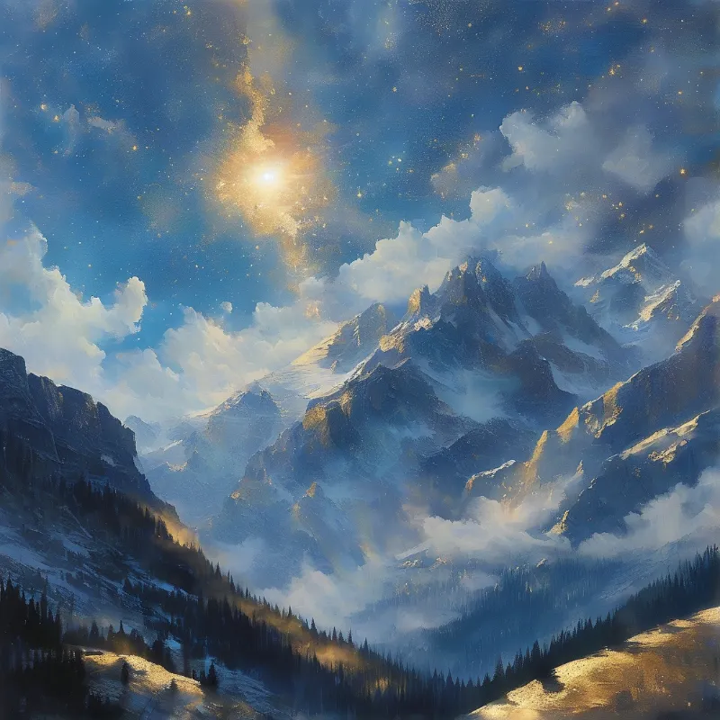Snowy Mountain Sunrise