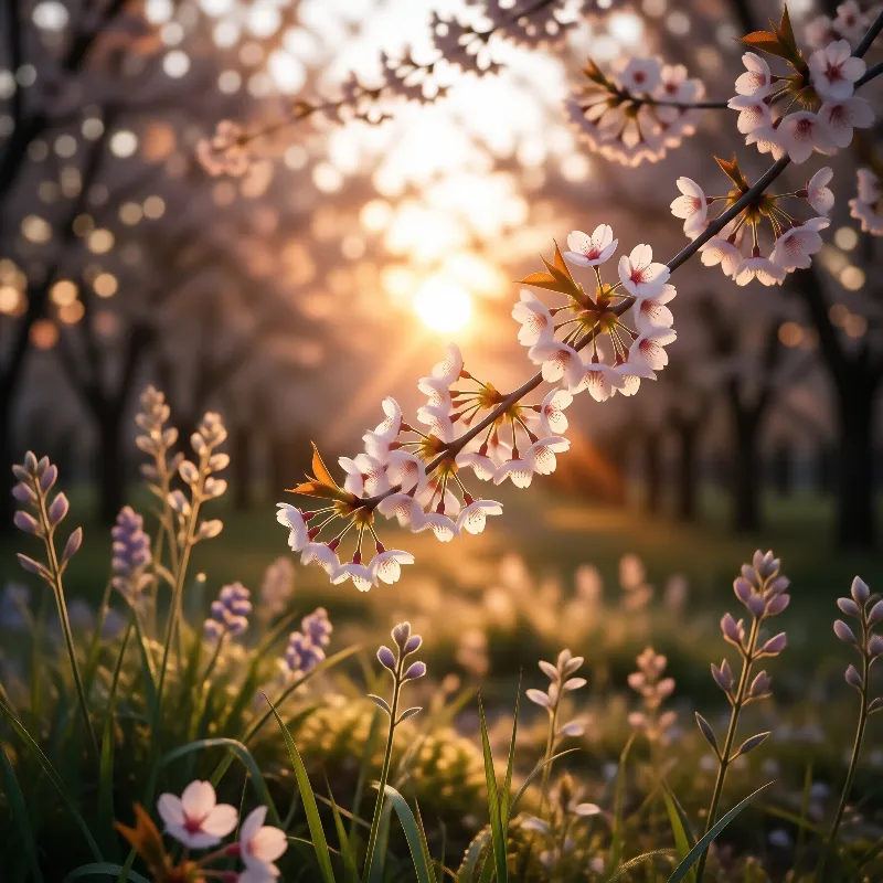 Cherry Blossoms at Sunset
