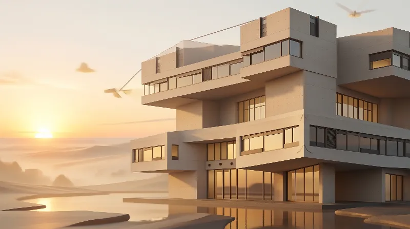 Modern Building at Sunset