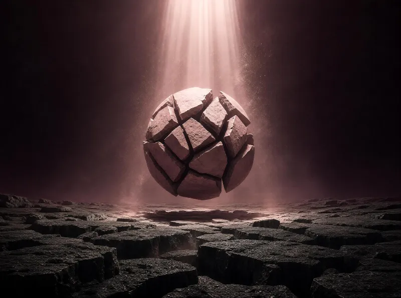 Floating Cracked Stone Sphere