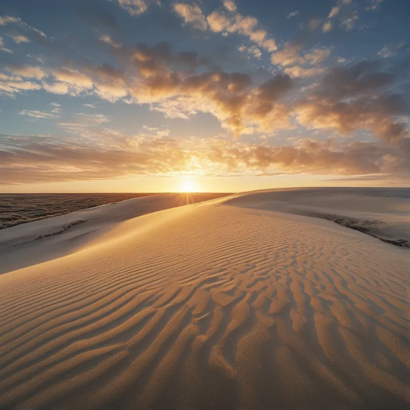Golden Sand Dunes at Sunset