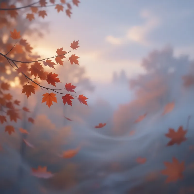 Misty Autumn Maple Leaves