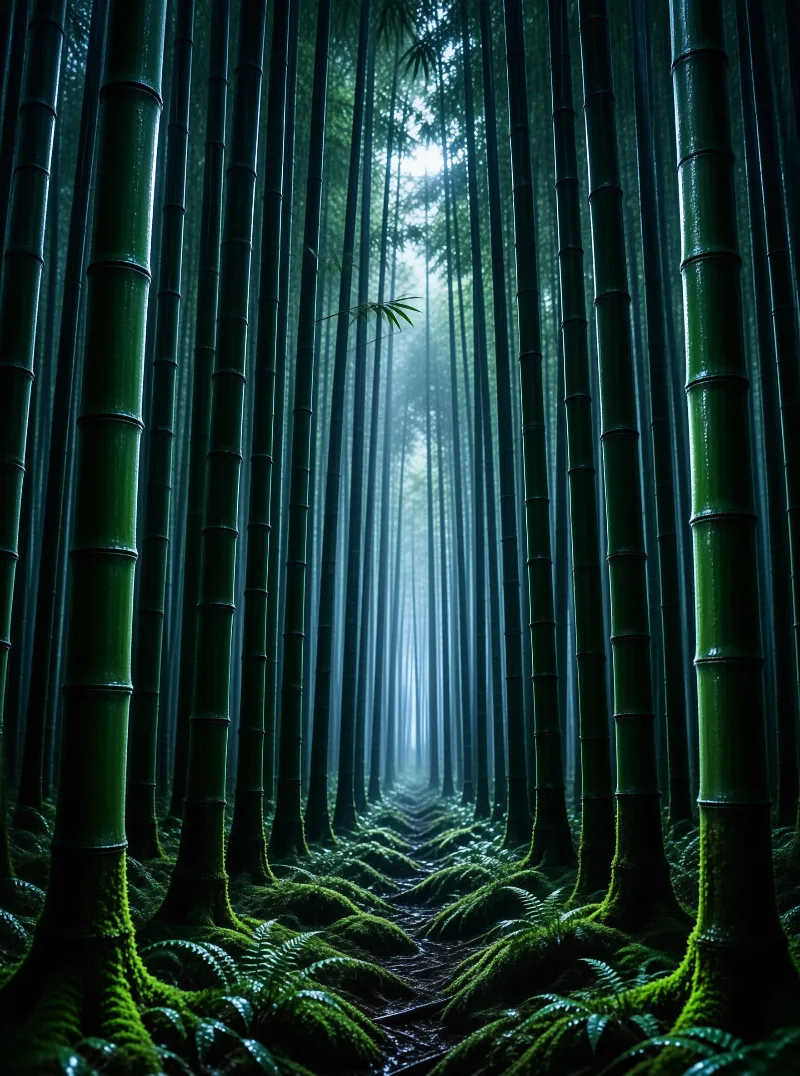 Misty Bamboo Forest Path