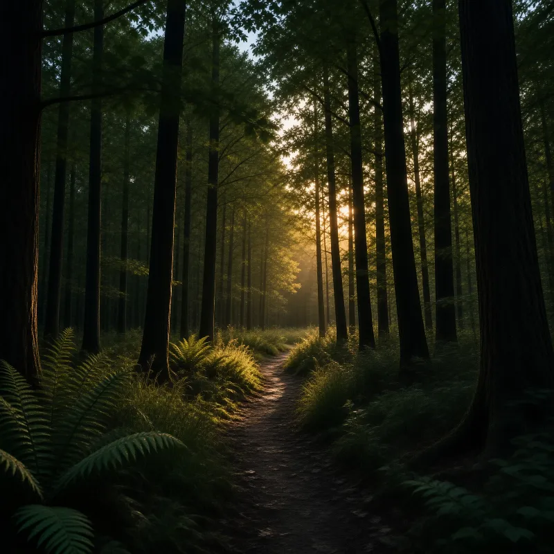 Sunlit Forest Path Landscape