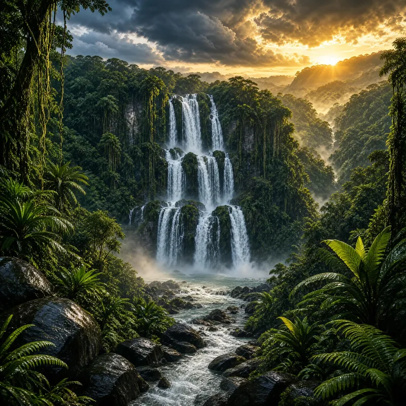 Majestic Jungle Waterfall