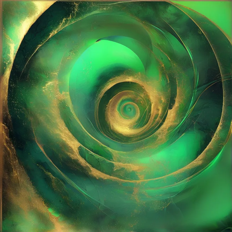 Green Gold Vortex Art