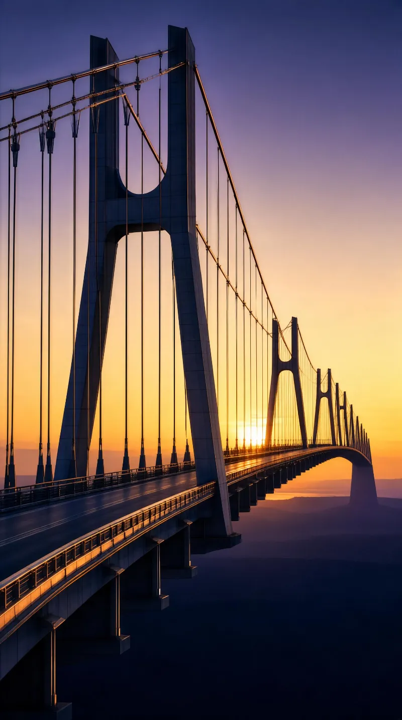 Suspension Bridge at Sunset