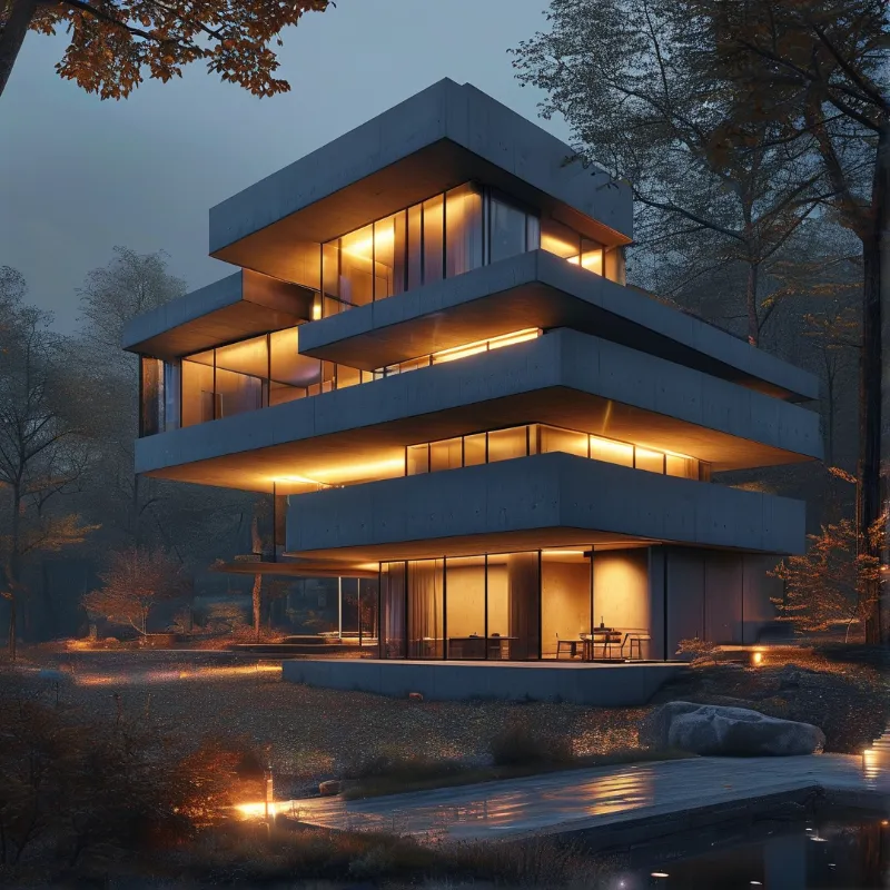 Modern House at Dusk