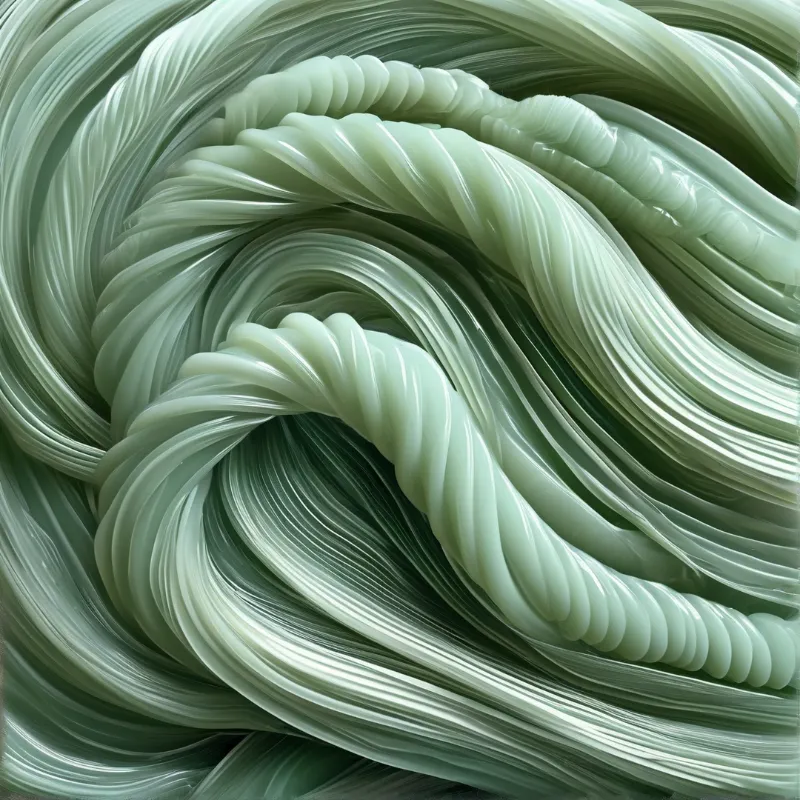 Pale mint spiral structures twist and curve together in a smooth abstract pattern with soft diffuse lighting.