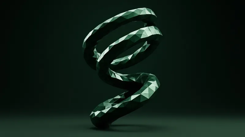 Abstract Green Faceted Helix