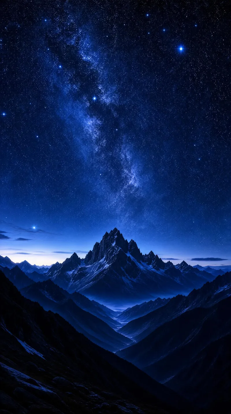Night Sky Over Mountains