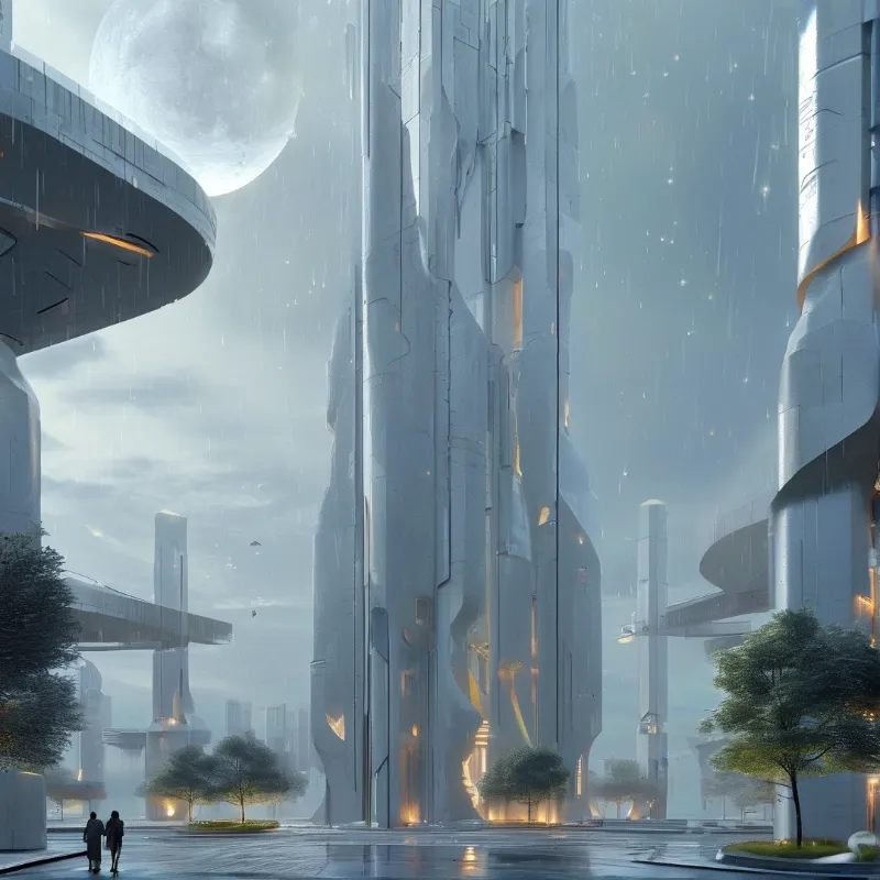 Futuristic Rainy Cityscape