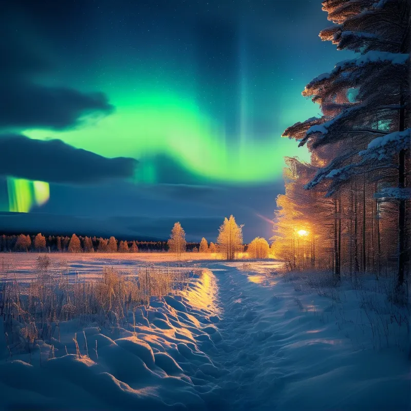 Winter Aurora Night