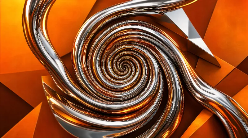 Metallic Spiral with Orange Background