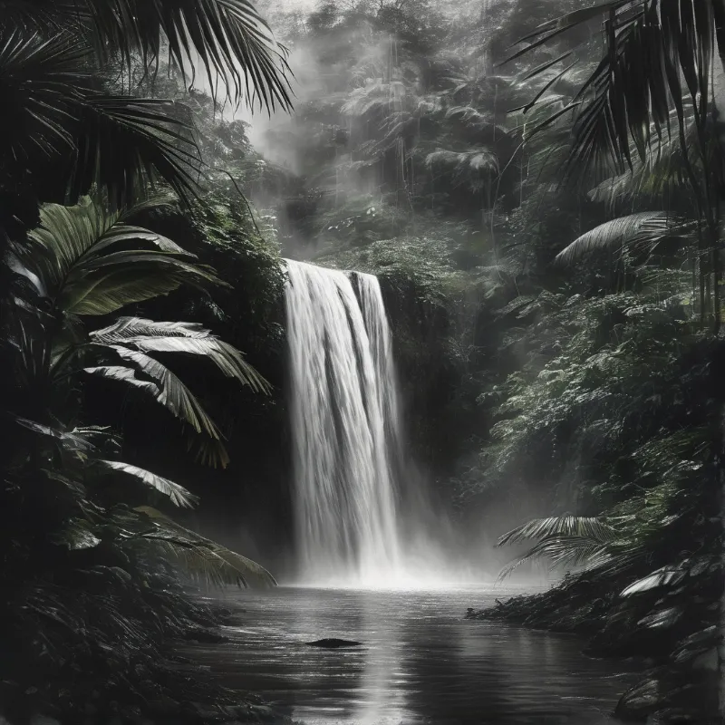 Misty Jungle Waterfall