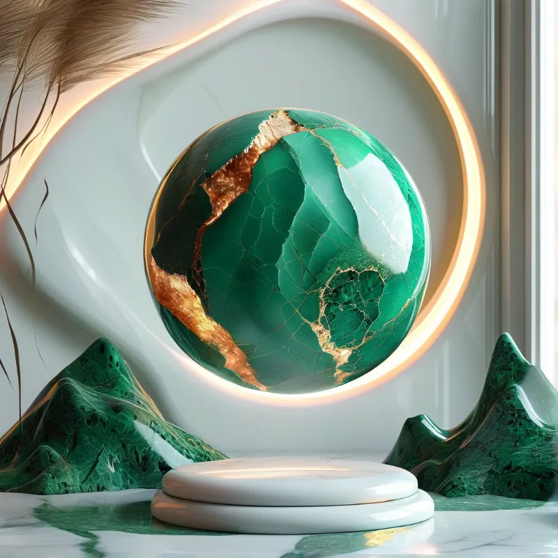Floating Green Marble Sphere